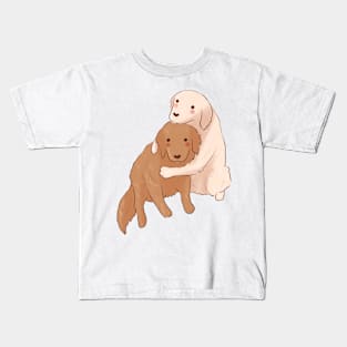 Cute Labrador and golden retriever hug Kids T-Shirt